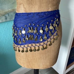 NWOT Pretty Blue Belly Dancer Beach Cover with Dangling Coins